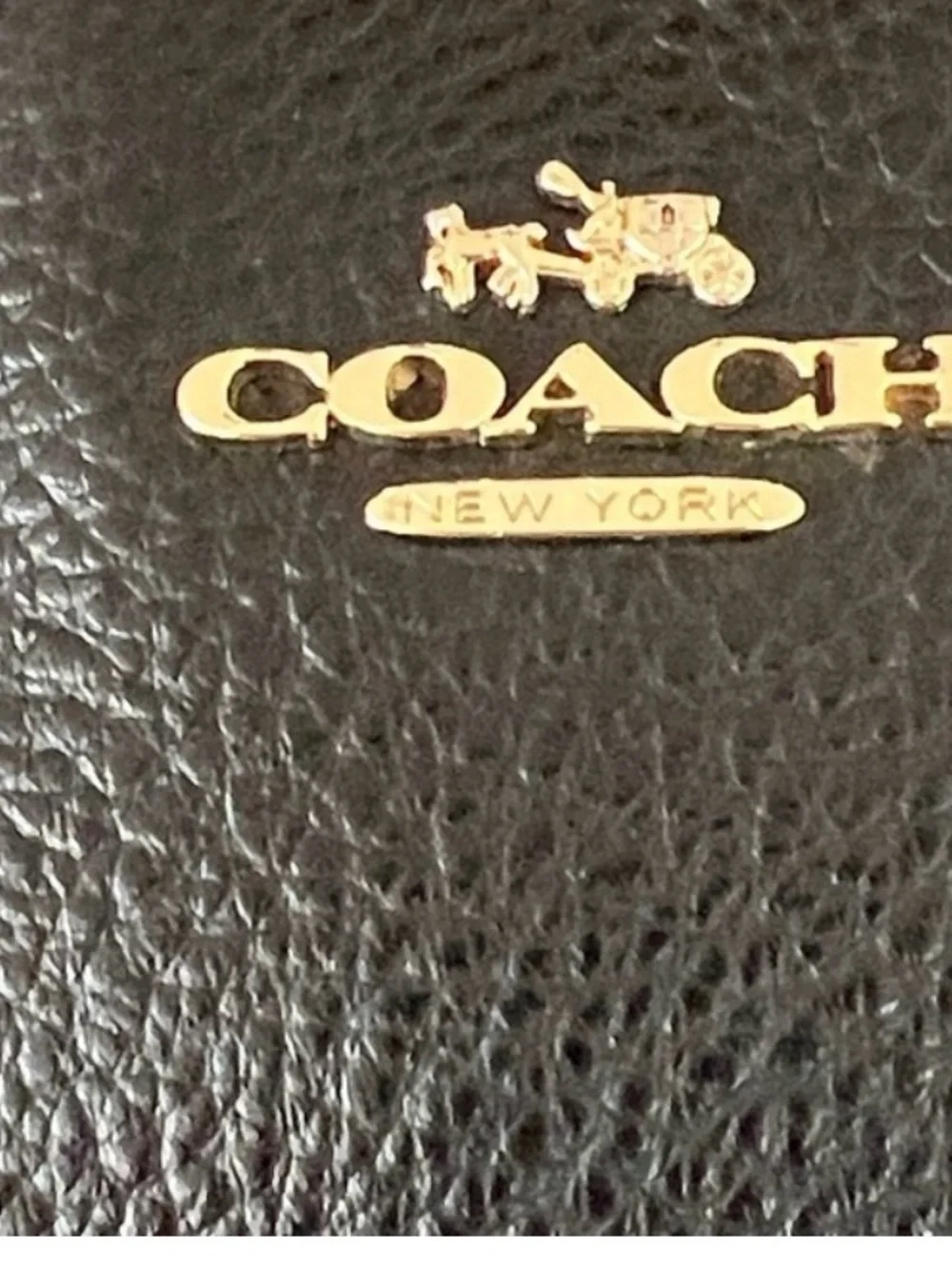 Coach Black Leather Tote with Gold Chain Straps